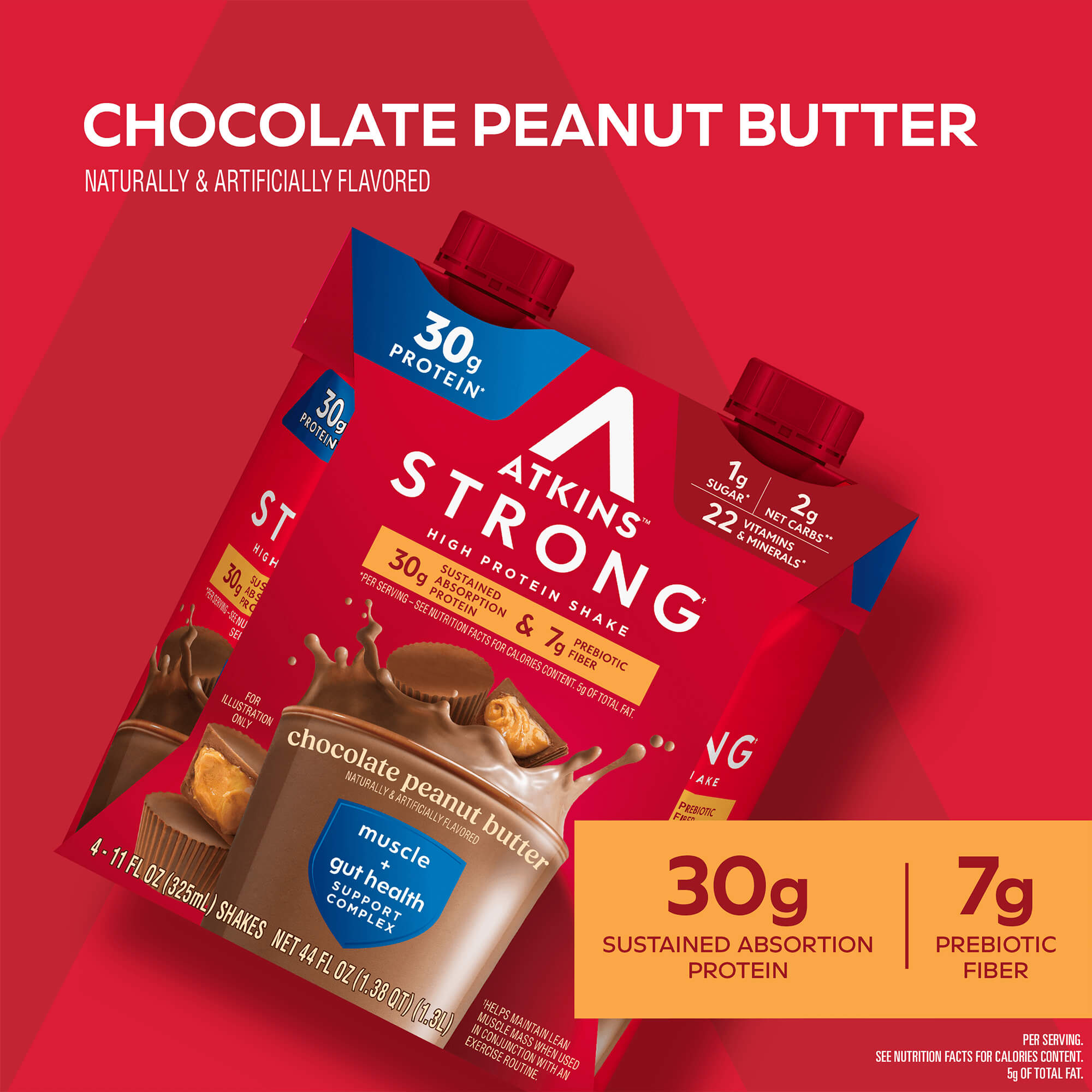 Atkins Strong Chocolate Peanut Butter 30g Protein Shake