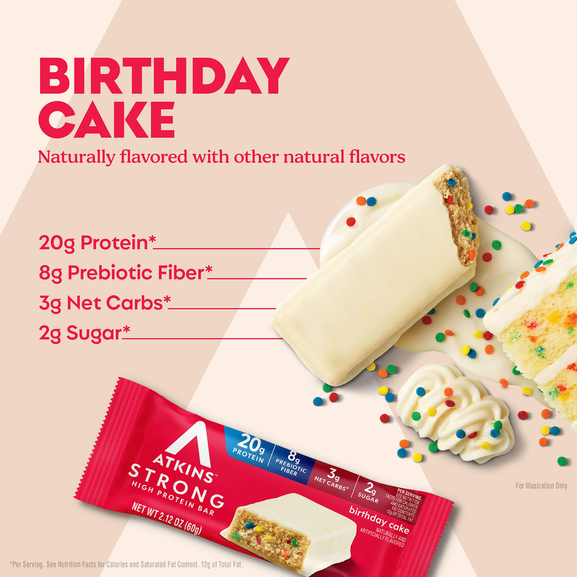 Atkins Strong Birthday Cake 20g Protein Bar
